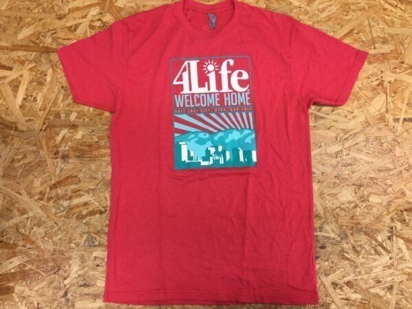 4life SUMMIT ソルトレイクシティ ニューヨーク スーベニア お土産 BRING DREAMS HOME 半袖Tシャツ メンズ 薄手 M 赤拍卖