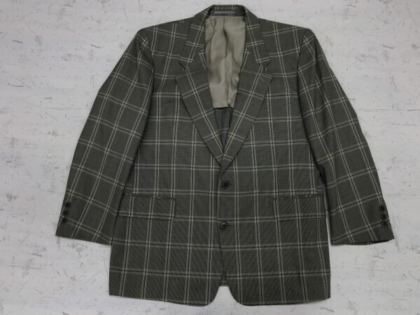 VISARUNO ビサルノ レトロ トラッド チェック 背抜き テーラードジャケット メンズ 2つボタン 165 グレー拍卖