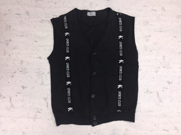 cK (株)グローリーコーポレーション レトロ スポーツ ボタン スウェットベスト カーディガン メンズ コットン100% M 黒拍卖