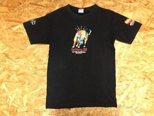 San Marcos 2008 La Feria de Mexico メキシコ お祭り スーベニア 記念 お土産 半袖Tシャツ メンズ コットン100% S 黒拍卖