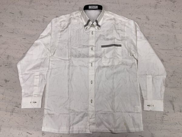 BOB GALET ボブギャレット トラッド シャドーアーガイル ドゥエボットーニ 長袖ドレスシャツ メンズ ボタンダウン M 白拍卖