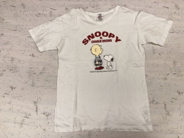 PEANUTS ピーナッツ SNOOPY スヌーピー キャラクター オールド レトロ 古着 Vネック 半袖Tシャツ カットソー レディース M 白拍卖