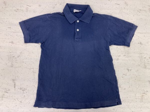 ITALY製 アルマーニ コレッツィオーニ ARMANI COLLEZIONI インポート レトロ トラッド モード 古着 鹿の子 半袖ポロシャツ メンズ M 紺拍卖