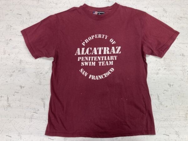 ANDY'S SPORTS WEAR アルカトラズ ALCATRAZ 刑務所 SWIM TEAM スーベニア オールド アメカジ 半袖Tシャツ カットソー メンズ XL エンジ拍卖