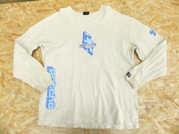 GOTCHA ガッチャ メンズ サーフ ロゴプリント さらりと着られる◎中厚手 長袖Tシャツ ロンT ベージュ拍卖