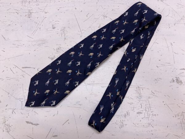 斉吉 Saikichi Collection 2004 三陸 気仙沼 お土産 ご当地 猿 さる ネクタイ メンズ シルク100% フォーマル 紺拍卖