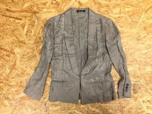 コムサデモード COMME CA DU MODE 1ホック 美光沢 テーラードジャケット レディース 日本製 麻 キャプラ混合 5 チャコールグレー拍卖
