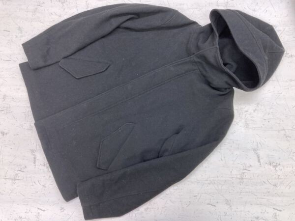 ユニクロ UNIQLO ストリート ノームコア モード 古着 ウール メルトン 比翼ジップアップ パーカー コート ジャケット メンズ L 黒拍卖