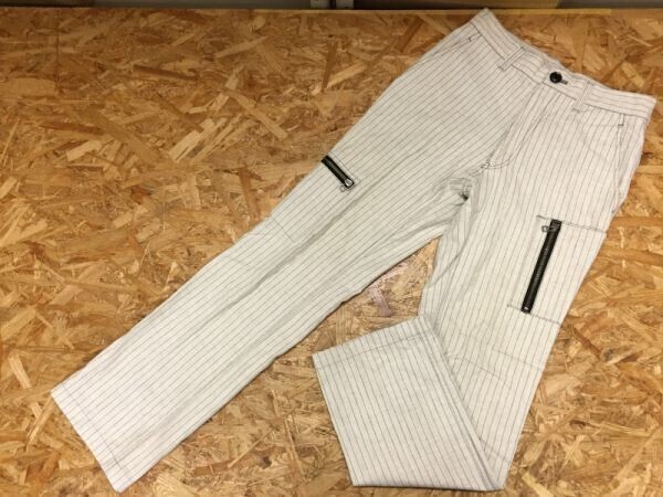 a.v.v アーヴェヴェ カーゴパンツ ボトムス メンズ ジップポケット ユーティリティ ストライプ ストレート 44 ライトグレー拍卖