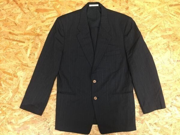 ニコル NICOLE 背抜き ストライプ 2B テーラードジャケット メンズ ウール100% 日本製 S 紺拍卖