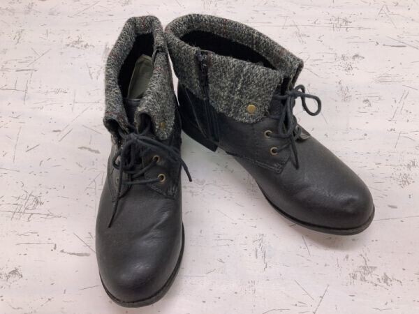 Catherine Cole キャサリンコール Harris Tweed ハリスツイード ウール レースアップ ブーツ 靴 レディース Lサイズ 24cm程度 黒拍卖