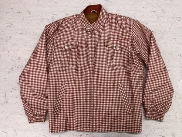 オールド 昭和レトロ ギンガムチェック カントリー 古着 両胸ポケット ブルゾン スポーツ ジャケット レディース L 赤/白拍卖