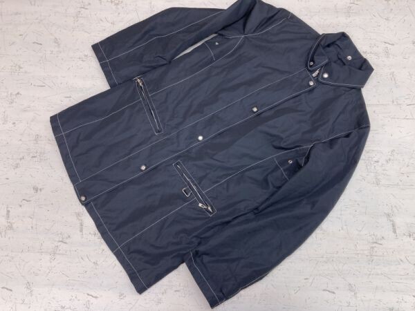 ドイツ製 FRANK EDEN レトロ オールド EURO ユーロ 古着 比翼 ジップアップ コート ジャケット レディース ポリエステル100% 36 黒拍卖