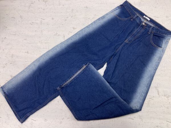 JaVa ジャバ サイドフェード加工 ワイド ストレート デニム パンツ ジーンズ ボトムス レディース ジップフライ グラデーション L 青拍卖