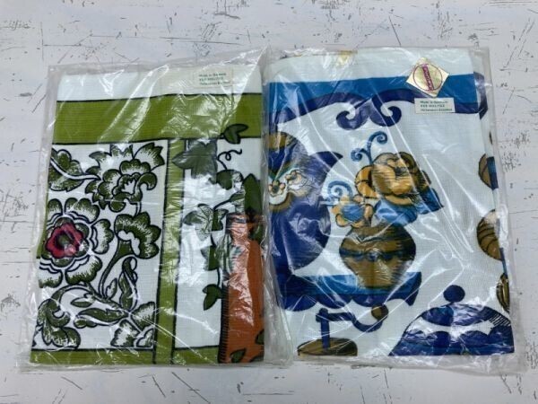 ドイツ製 ヨーロッパ ユーロ小物 オールド レトロ インポート スーベニア マルチカバー 布 2枚セット リビング インテリア 未開封品 白拍卖