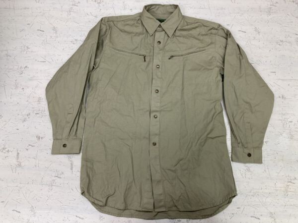 SMART & TUFF HEYBEAU オールド ワークウェア ジップポケット 作業着 スナップボタン リップストップ 長袖ワークシャツ メンズ M ベージュ拍卖