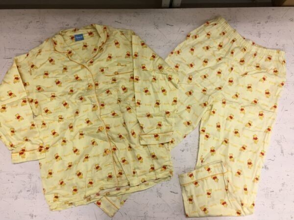くまのプーさん Pooh レディース キャラ 総柄 ディズニー DISNEY ルーム ナイト イージーウェア 上下セットアップ パジャマ M ベージュ拍卖