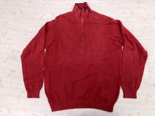 オールド ユニクロ OLD UNIQLO Y2K オーセンティック プルオーバー リブ編み コットン ニット セーター メンズ ハーフジップ 綿100% L 赤拍卖