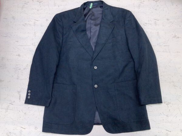 オールド レトロ トラッド 古着 フェイクスエード 起毛 テーラードジャケット メンズ ポリエステル100% 2つボタン フォーマル 100AB7 紺拍卖