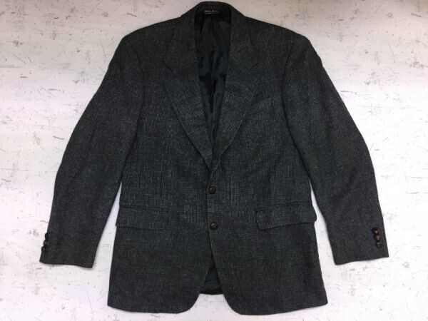 Deansgate レトロ トラッド ツイード センターベント くるみボタン 2Bテーラードジャケット メンズ やわらか ウール 39R グレー 緑 茶色拍卖