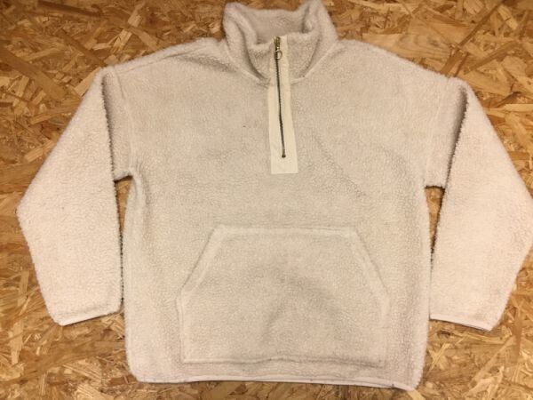 ジーユー GU アメカジ アウトドア スポーツ ハーフジップ パイピング ボアフリースブルゾン プルオーバー レディース 厚手 L ベージュ拍卖