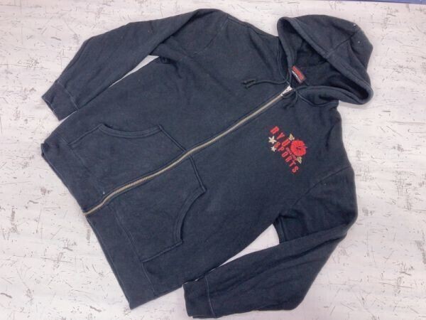 リュウスポーツ RYU SPORTS サーフ 平成ギャル Y2K 00's 古着 ジップアップ スウェット パーカー レディース 日本製 刺繍 M 黒拍卖