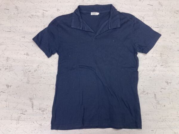 エディフィス EDIFICE レトロ トラッド モード 古着 日本製 オープンカラー スキッパーカラー 半袖ポロシャツ メンズ M 紺拍卖