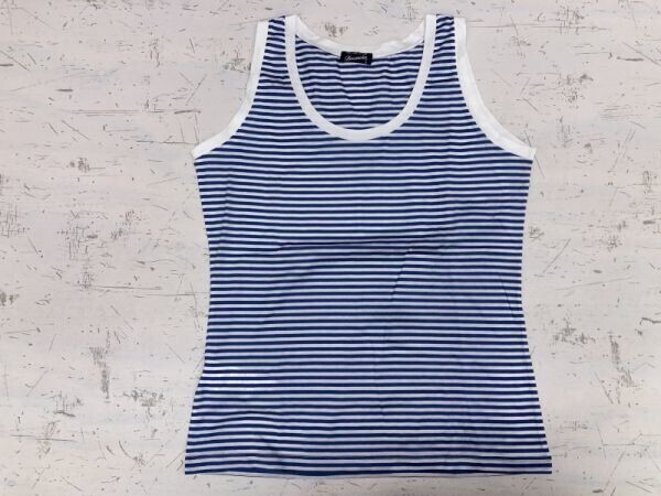 DRUMOHR ドルモア ベイクルーズ取扱 老舗ニットブランド インポート ボーダー タンクトップ レディース ITALY製 S 青拍卖