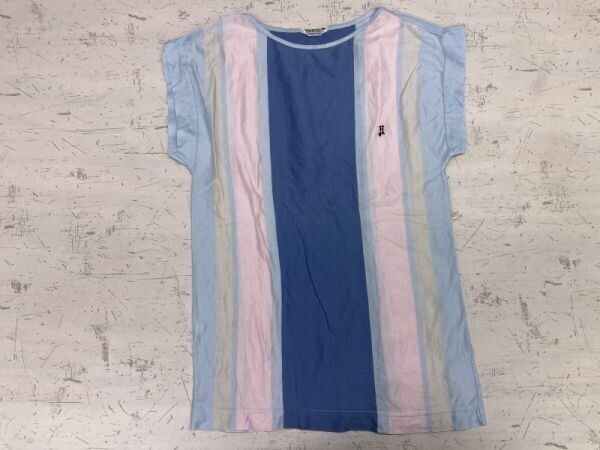 ITALY製 90s old HERNO ヘルノ オールド トラッド レトロ 古着 ストライプ フレンチスリーブ トップス カットソー レディース拍卖