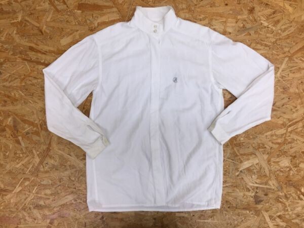 ケンタッキー KENTUCKY 比翼ボタン 長袖コットンシャツ レディース ドッグイヤー 胸ロゴ刺繍 綿100% 34 白拍卖