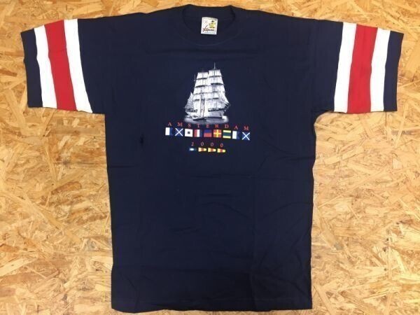Kemme EDAM HOLLAND AMSTERDAM 2000 アムステルダムオランド スーベニア 旅行 お土産 半袖Tシャツ メンズ M 紺拍卖