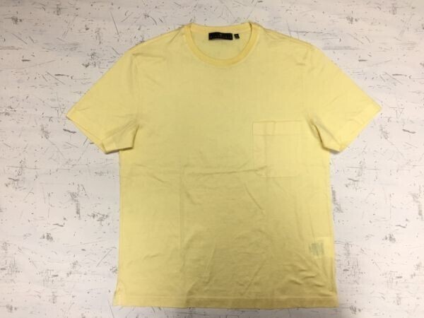MILLENNIO ミレニオ イタリアファクトリーブランド 胸ポケット 無地 半袖Tシャツ メンズ 綿100% 黄色拍卖