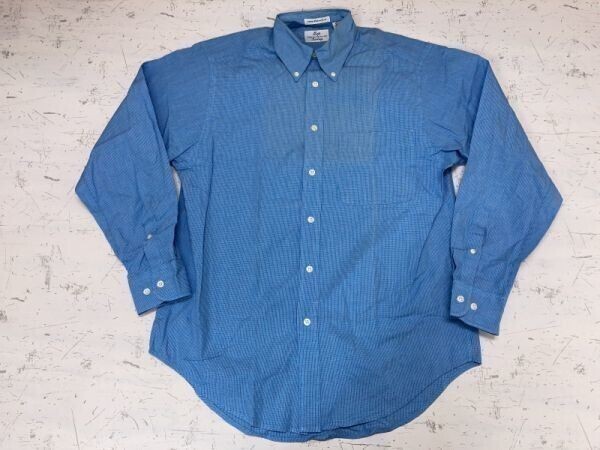 ギャップ GAP アメカジ ボタンダウン 格子柄 チェック 長袖ドレスシャツ メンズ 香港製 香港古着 S 青拍卖