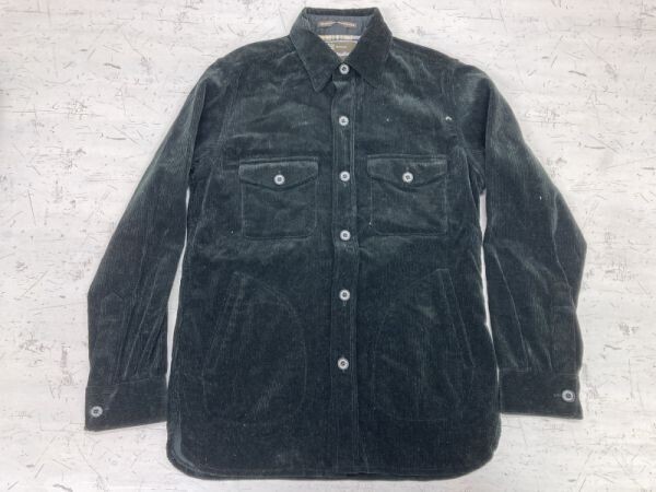 Traditional Weatherwear トラディショナルウェザーウェア レトロ トラッド フロントポケット 太畝 長袖コーデュロイシャツ メンズ 38 黒拍卖