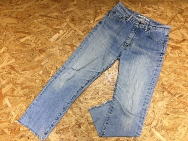 マドモアゼルノンノン Mademoiselle NONNON パパス PAPAS デニムジーンズ パンツ レディース 裾カットオフ サーフ グレータブ 29 青拍卖