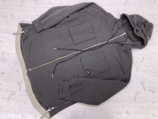 donna SPICCO ドンナ スピッコ Y2K フェアリーグランジ フード編み上げ サイドジップ ワイド スウェット パーカー レディース 38 グレー拍卖