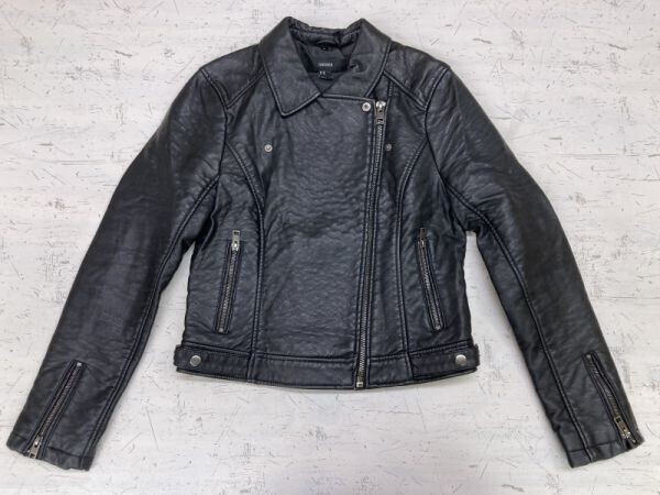 FOREVER21 フォーエバー21 レトロ Y2K 00s ロック 古着 フェイクレザー 合皮 ダブルライダース ジャケット レディース M 黒拍卖