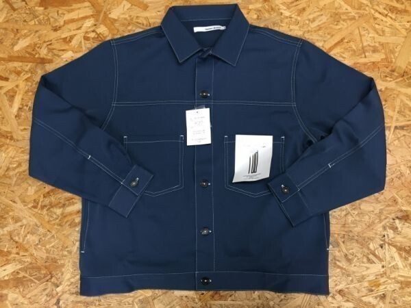 新品タグ付き Pastime of Brooklyn パスタイムオブブルックリン AVAIL しまむら ワイド 長袖シャツジャケット メンズ M 紺拍卖
