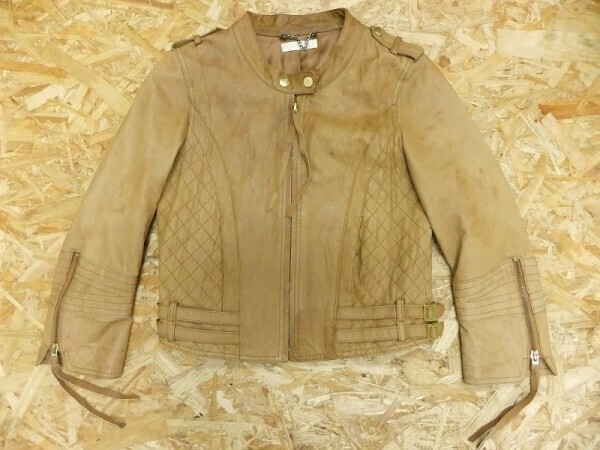 DUDE デュード レディース チンストラップ 豚革 スエードレザーライダースジャケット シングル サイズフリー拍卖