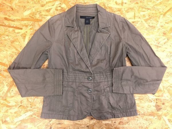 カルバン・クライン Calvin Klein ミリタリー テーラードジャケット レディース コットン100% L カーキ拍卖