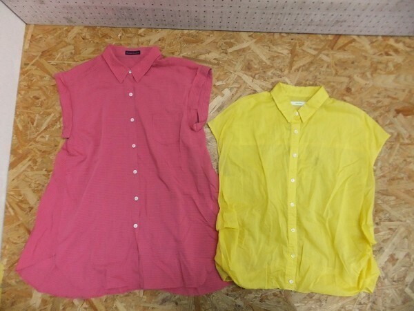 JOURNAL STANDARD ジャーナルスタンダード レディース ビビッドカラー ノースリーブシャツ 良色 2枚セット イエロー ピンク フリーサイズ拍卖