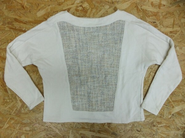 PUPUL A レディース ボートネック 切替え ツイード生地 日本製 長袖スウェットカットソー 38 ベージュ拍卖