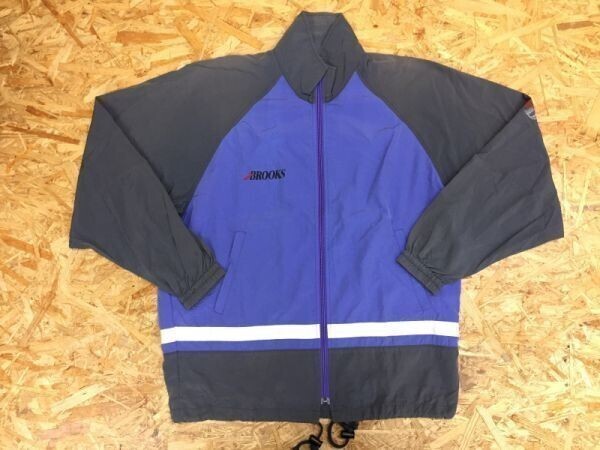 BROOKS ブルックス リフレクター レトロスポーツ ジップアップ ブルゾン ジャケット メンズ ナイロン ポリエステル混合 M 青紺拍卖