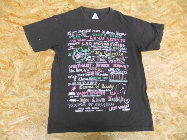 NINE ナイン メンズ 綿100% SCREEN&EMBROIDERY 英字 カラフル刺 半袖Tシャツ M グレー拍卖