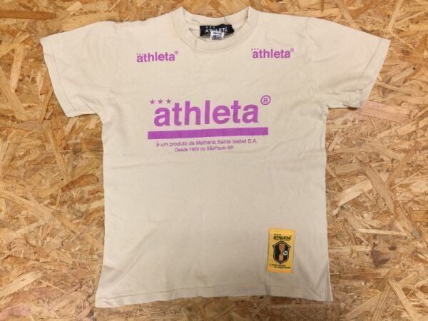 アスレタ ATHLETA ビッグロゴプリント 半袖Tシャツ メンズ USA製 綿100% スポーツ サッカー フットサル 裾エンブレム XS拍卖