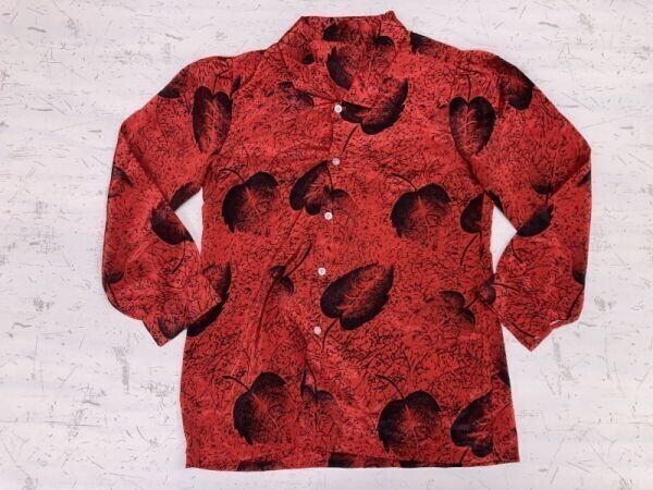 オールド レトロ 古着 草木 ボタニカル 総柄 パフスリーブ ブラウス 長袖 シャツ レディース 赤拍卖