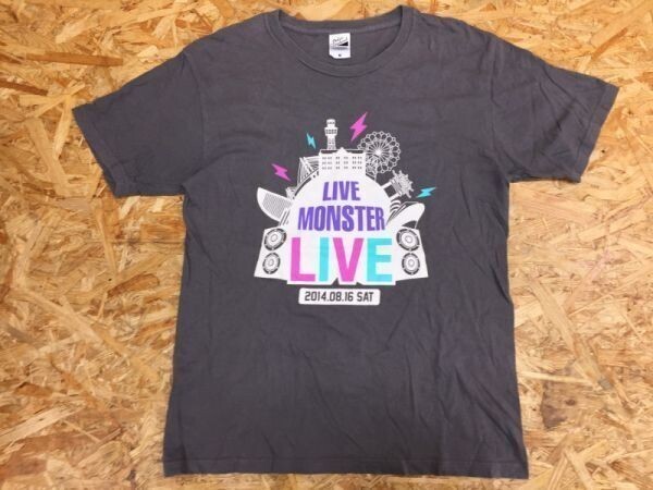 LIVE MONSTER 2014 横浜赤レンガ倉庫 フェス 日本テレビ 音楽番組 半袖Tシャツ メンズ バックプリント有 M グレー拍卖