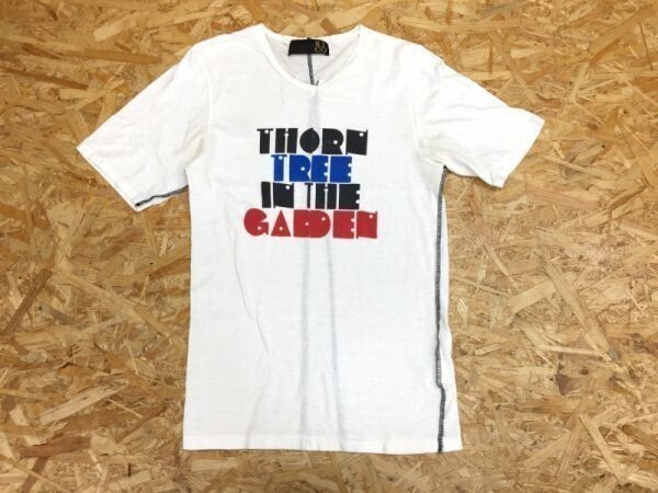 RICO リコ つぎはぎ リメイク風切替 レトロフォント英字 プリント 黒ステッチ 半袖Tシャツ メンズ S 白拍卖