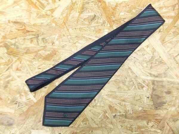 mila schon ミラショーン メンズ イタリア製 シルク100% マルチストライプ ネクタイ 紺 緑拍卖