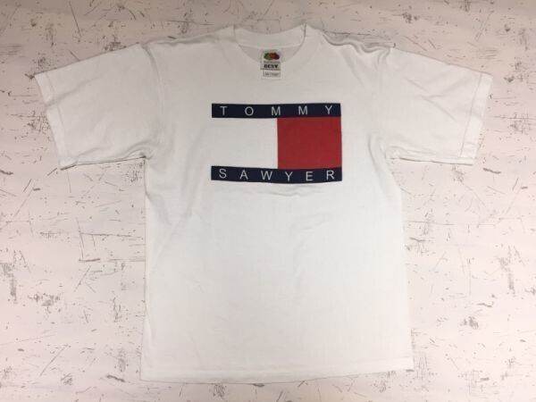フルーツオブザルーム FRUIT OF THE LOOM パロディ TOMMY SAWYER トムソーヤ 半袖Tシャツ キッズ14/16 レディースも◎ 白拍卖